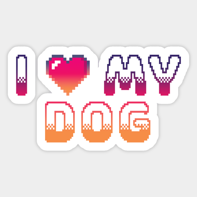 I Heart My Dog Classic Video Game Graphic Vibrant Gradient Sticker by ArtHouseFlunky